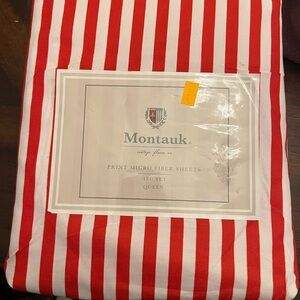 Montauk Red and White Striped Queen Sheet Set